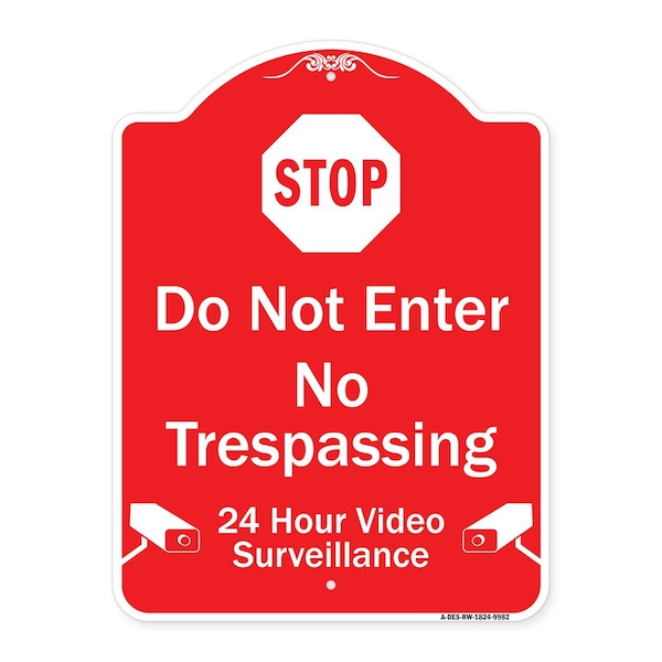 Signmission Do Not Enter 24 Hour Video Surveillance Heavy-Gauge Aluminum Architectural Sign, 24" H, RW-1824-9982 A-DES-RW-1824-9982 - main
